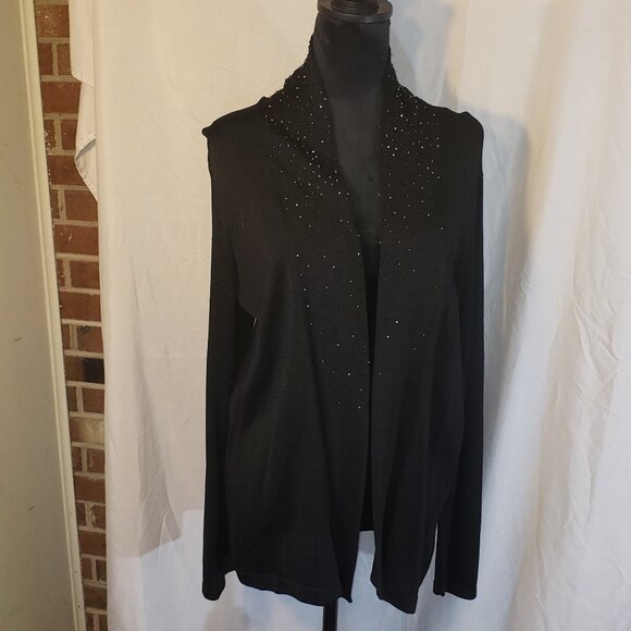 Jones New York Black Open Front Cardigan Sweater - L - Picture 1 of 6